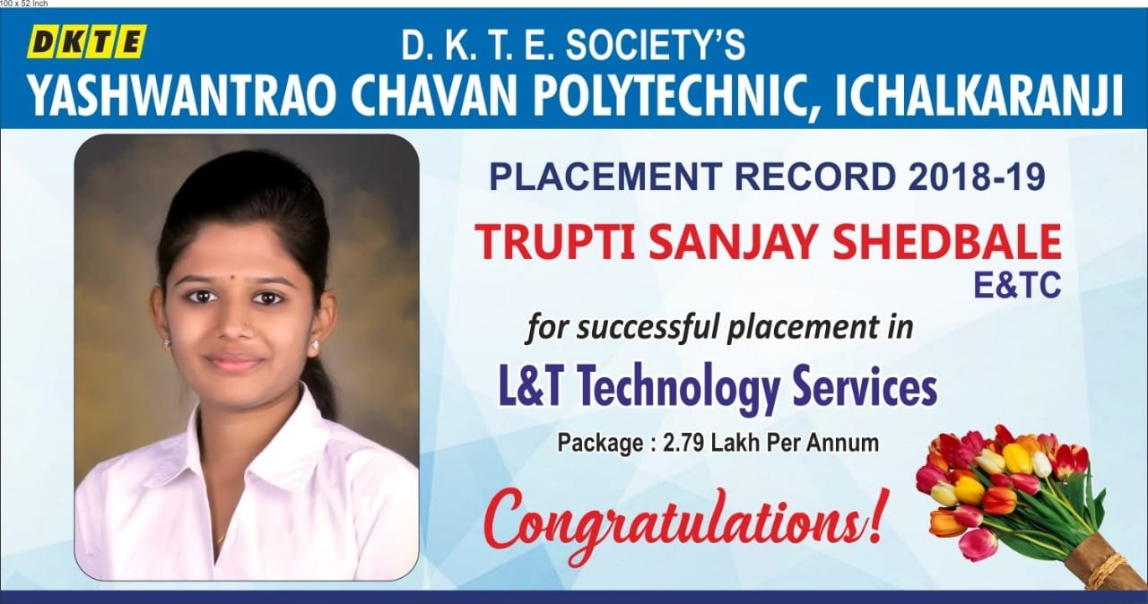 You are currently viewing Ms. Trupti Shedbale placed in L&T Technology Services with an annum package of 2.79 lakh.
