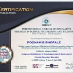 Research work of Prof. Poonam Bhopale. “Design and Establishment of knowledge system in rural areas to promote elementary education”
